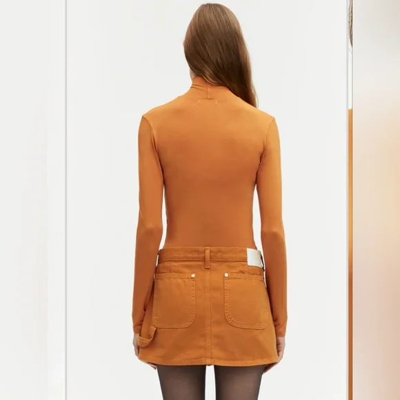 Renggli Mockneck Long Sleeve Shirt Ochre Orange Size Large - Picture 3 of 11